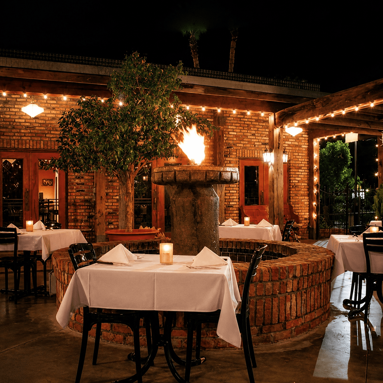 Republic covered patio at night — reserve your evening